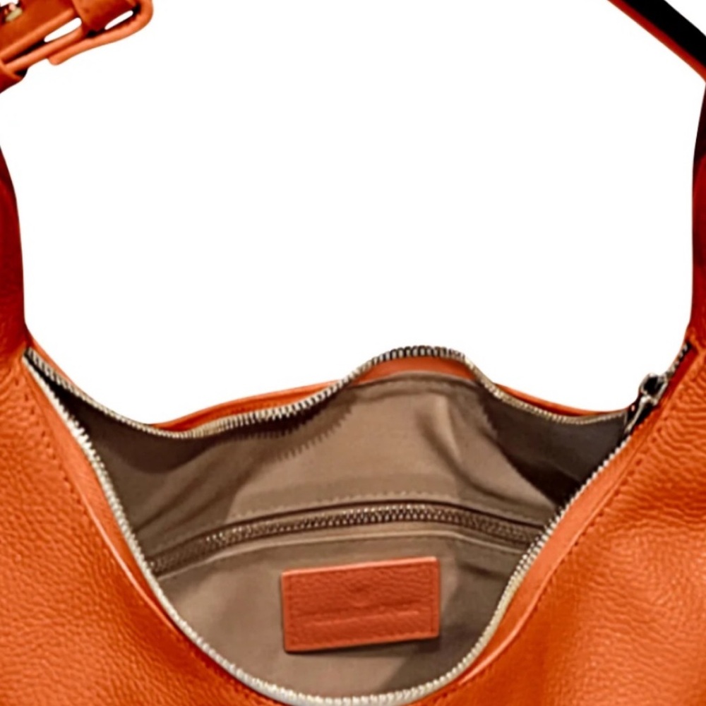 NEW TOTE LE MONDE Genuine Leather Orange Barcelona Handbag w/Dust Cover - Picture 3 of 5